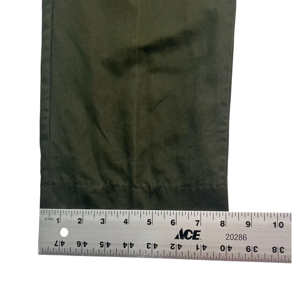 Banana Republic 33x29 Olive Green Linen Cotton Chino Pants Trousers Flat Front